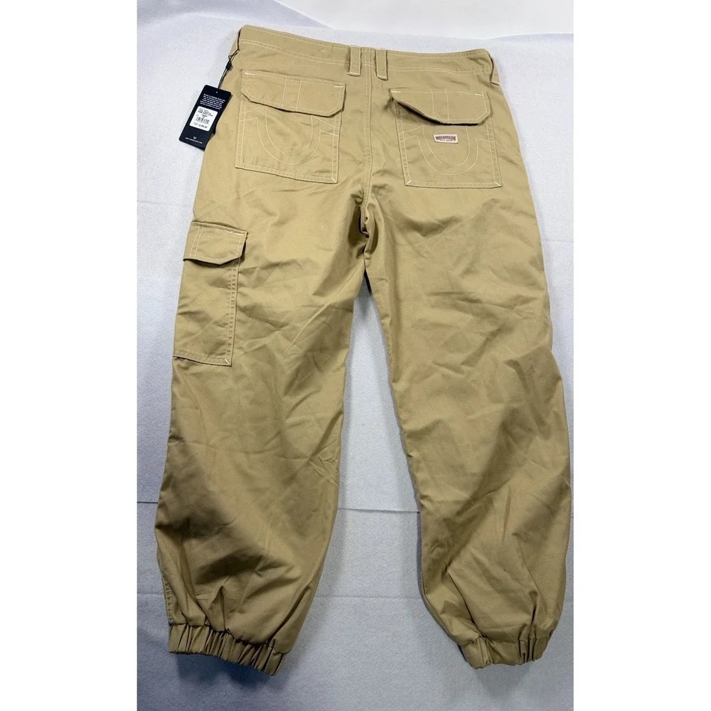 True Religion Bobbi Baggy Cargo Joggers Travertine Khaki Mens 32 NWT 600321